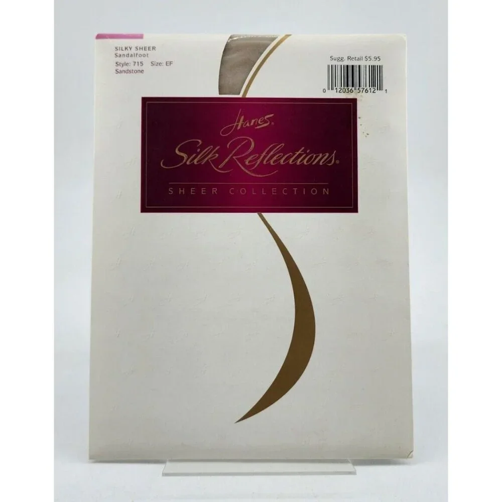 x2 Hanes Silk Reflection Silky Sheer Sandalfoot Pantyhose Style 715 Sandstone EF
